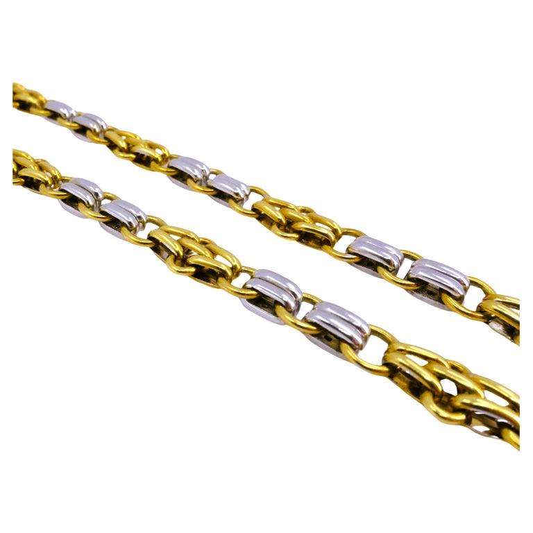 Vintage Pomellato Diamond Chain Necklace 18k White Yellow Gold Estate Jewelry For Sale 4