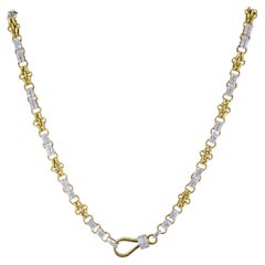 Used Pomellato Diamond Chain Necklace 18k White Yellow Gold Estate Jewelry