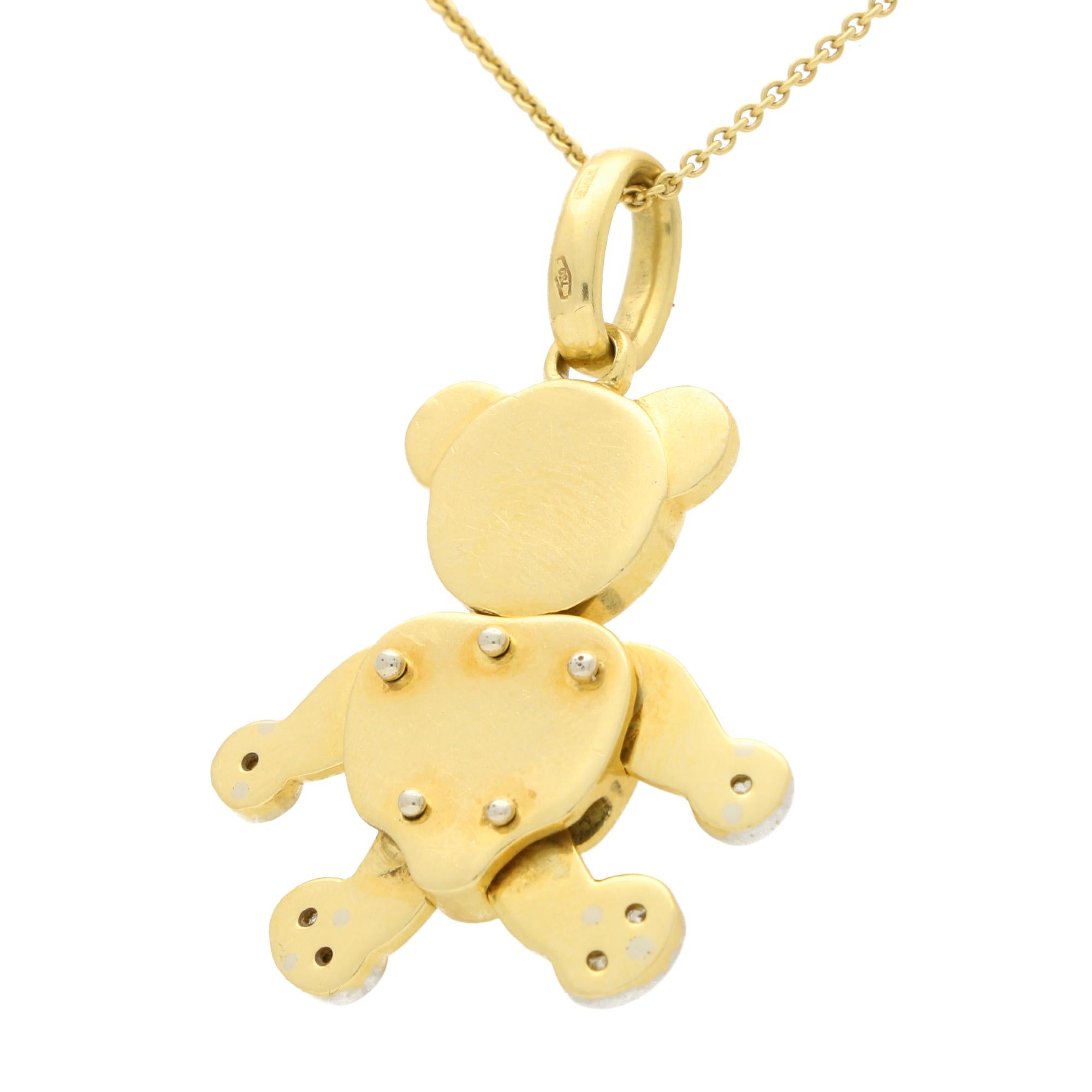 Vintage Pomellato Diamant-Teddy-Bär-Anhänger aus 18 Karat Gelbgold mit Diamant 1