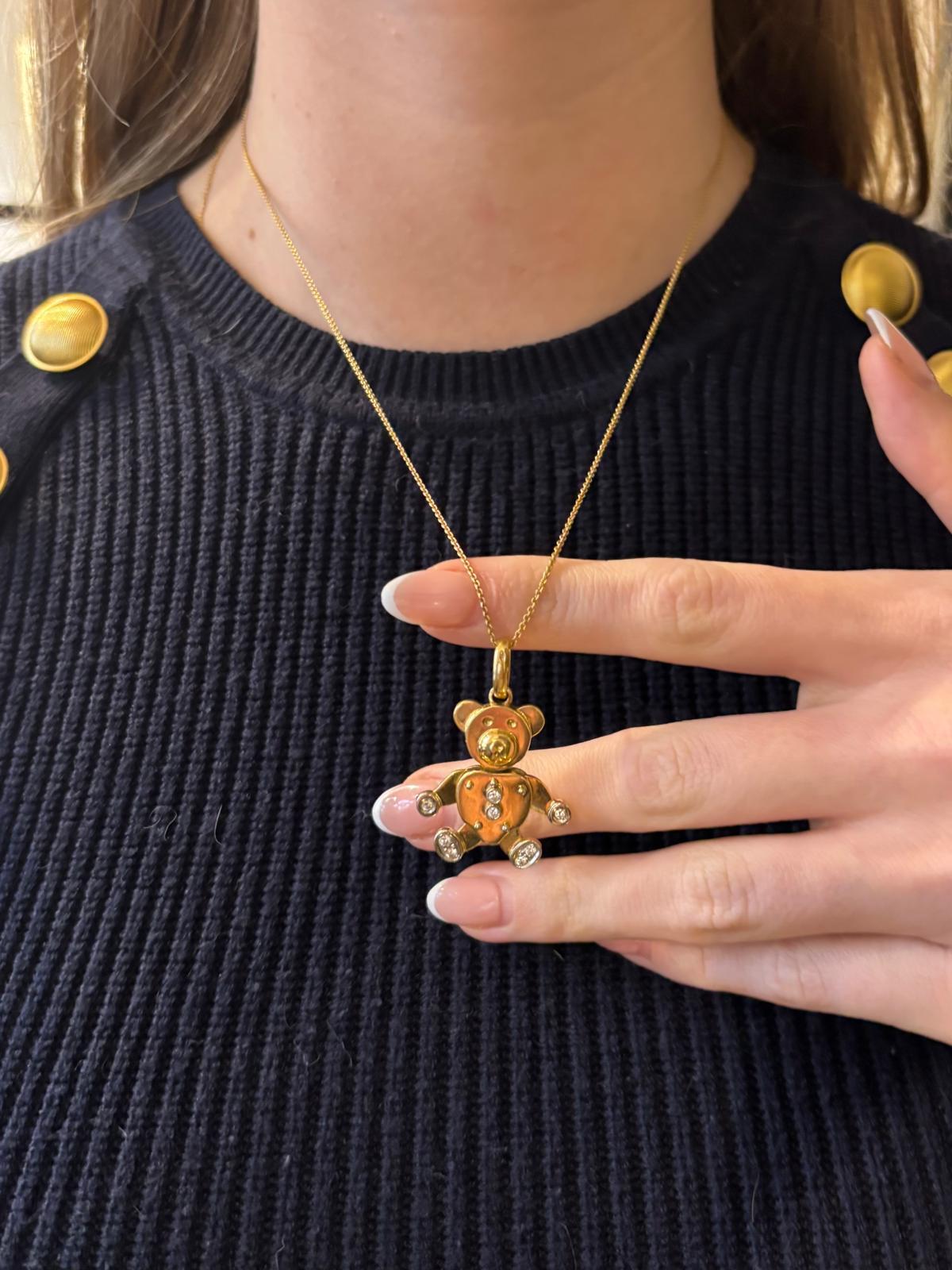 Vintage Pomellato Diamant-Teddy-Bär-Anhänger aus 18 Karat Gelbgold mit Diamant 2
