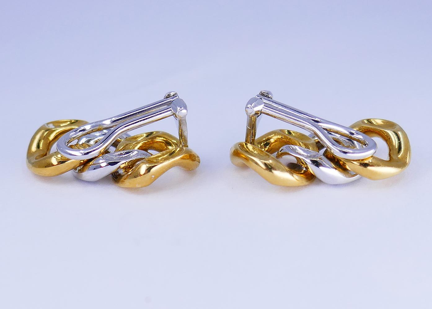 Women's or Men's Vintage Pomellato Earrings Diamond 18k Gold Clip-On Estate Jewelry For Sale