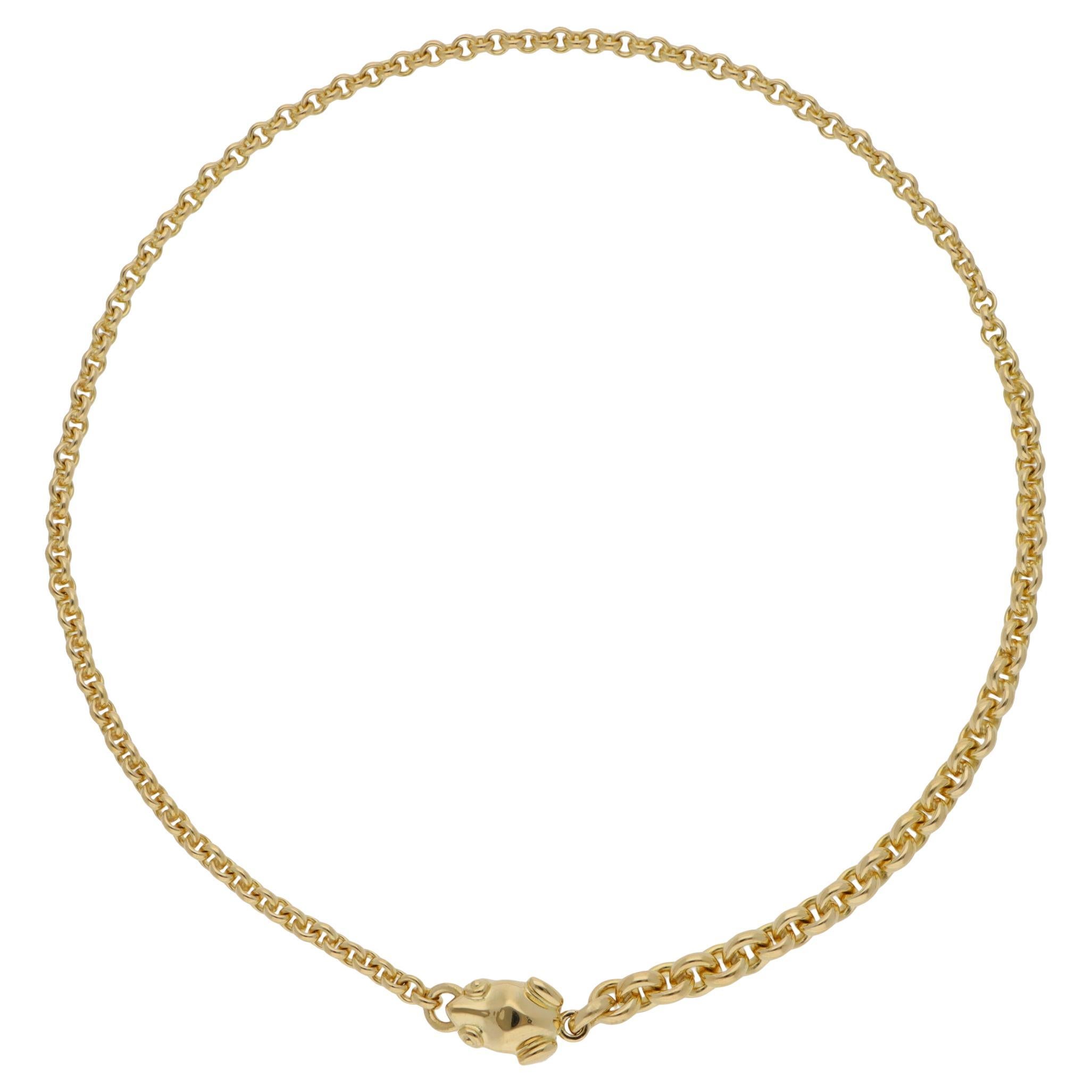 Collana a catena con rana di Pomellato d'epoca in oro giallo in vendita