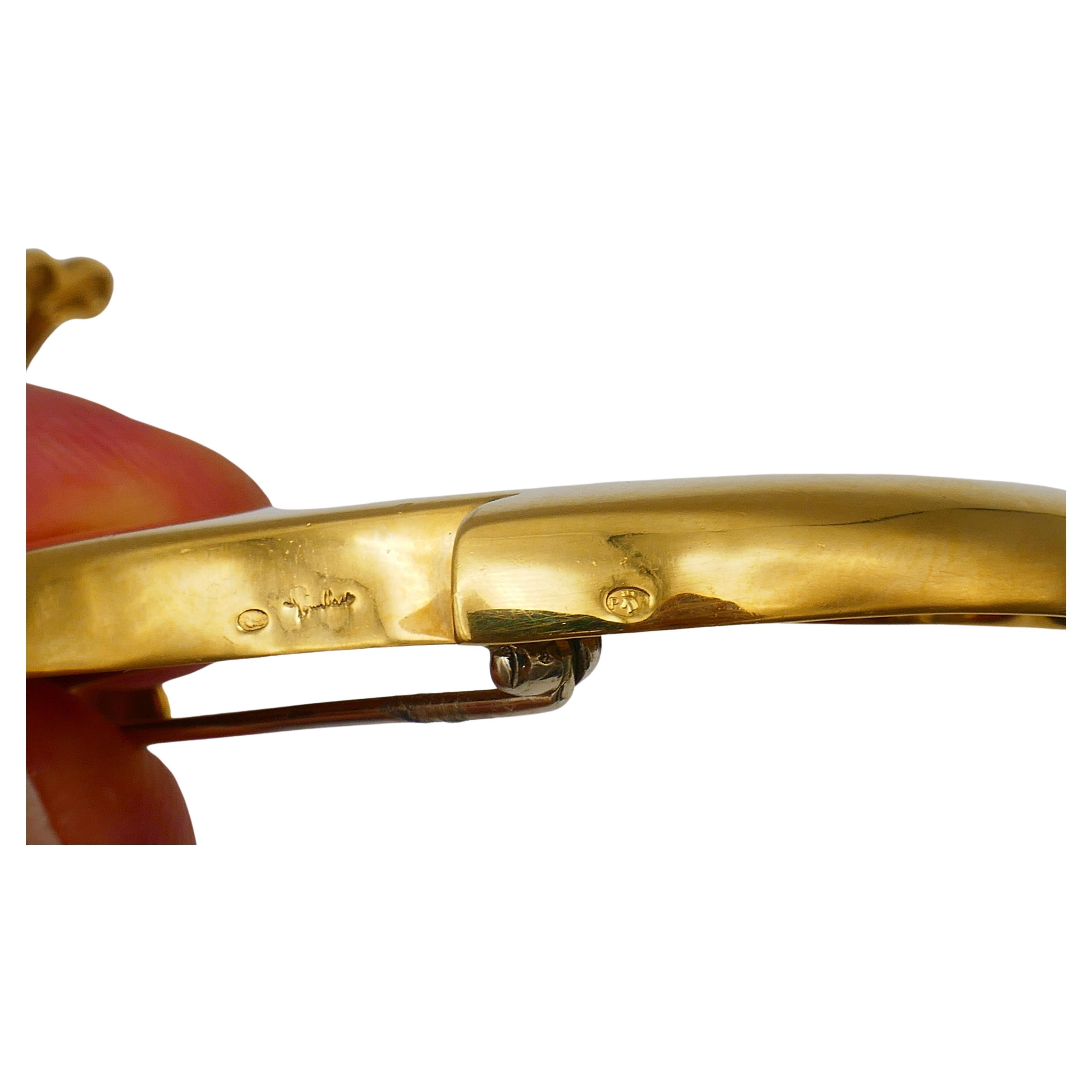 Vintage Pomellato Gold Earrings Brooch Set For Sale 3