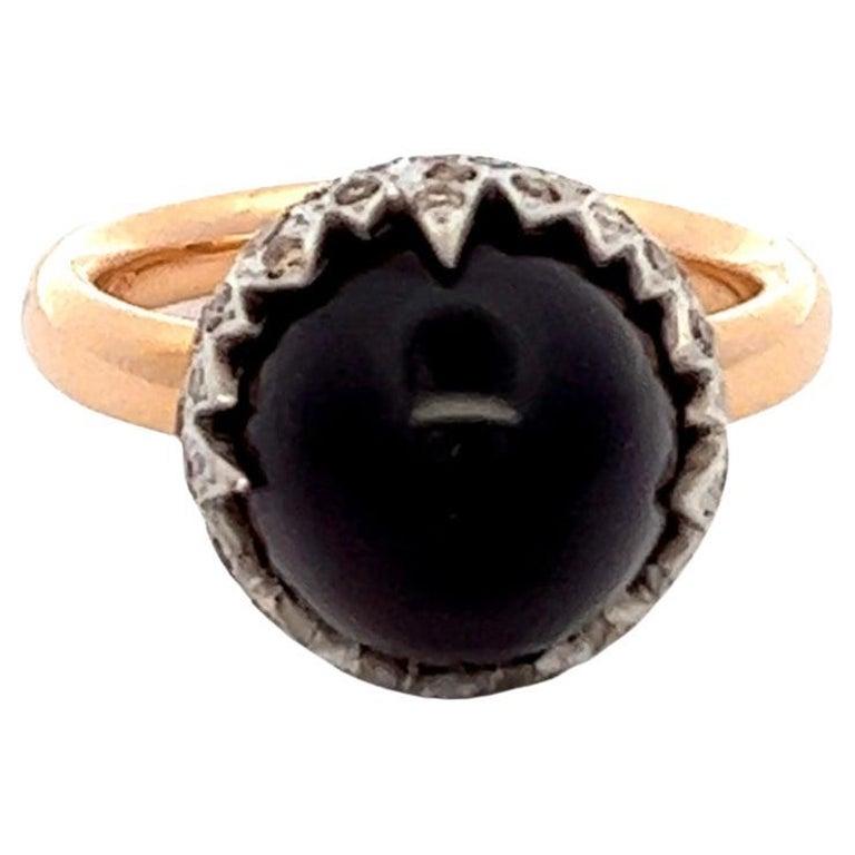 Cabochon Vintage Pomellato Italian Garnet Diamond 18k Rose Gold Chimera Ring