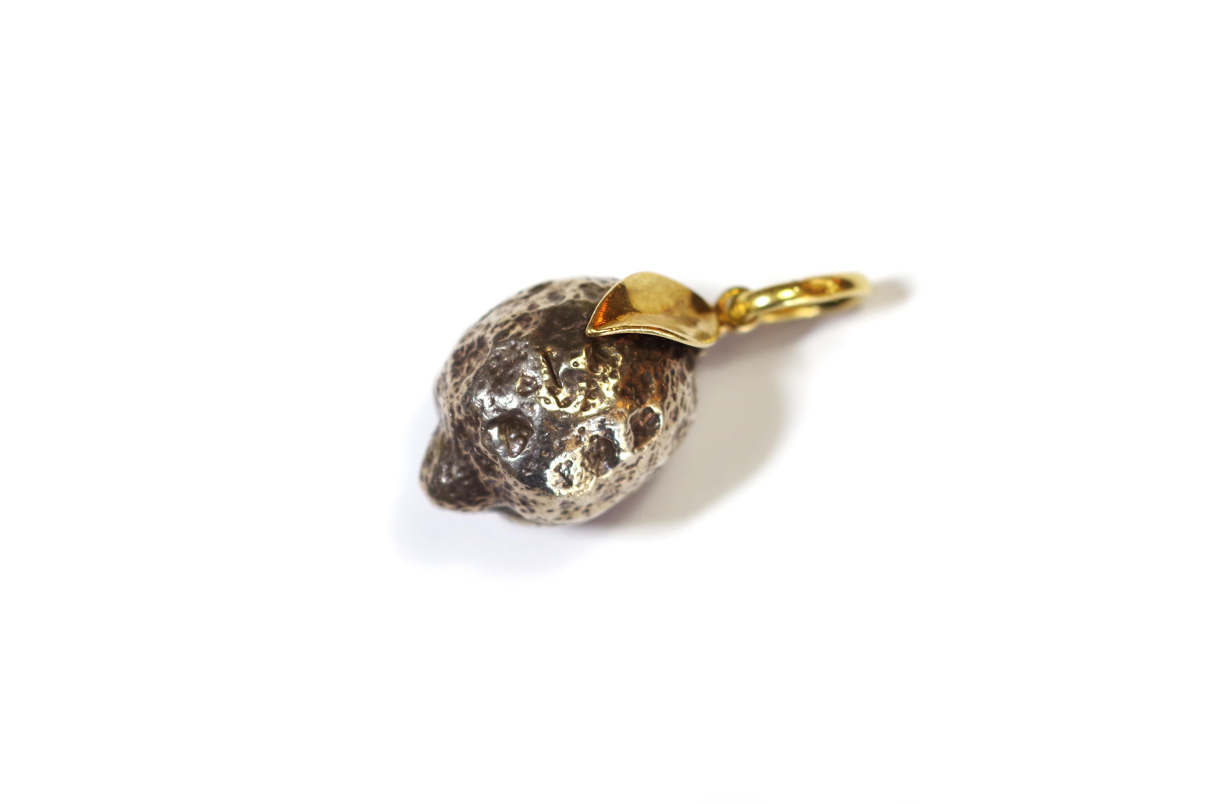 Contemporary Vintage Pomellato lemon pendant in 18 karat gold and silver, signed jewelry