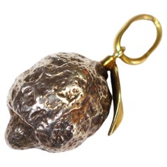 Vintage Pomellato lemon pendant in 18 karat gold and silver, signed jewelry