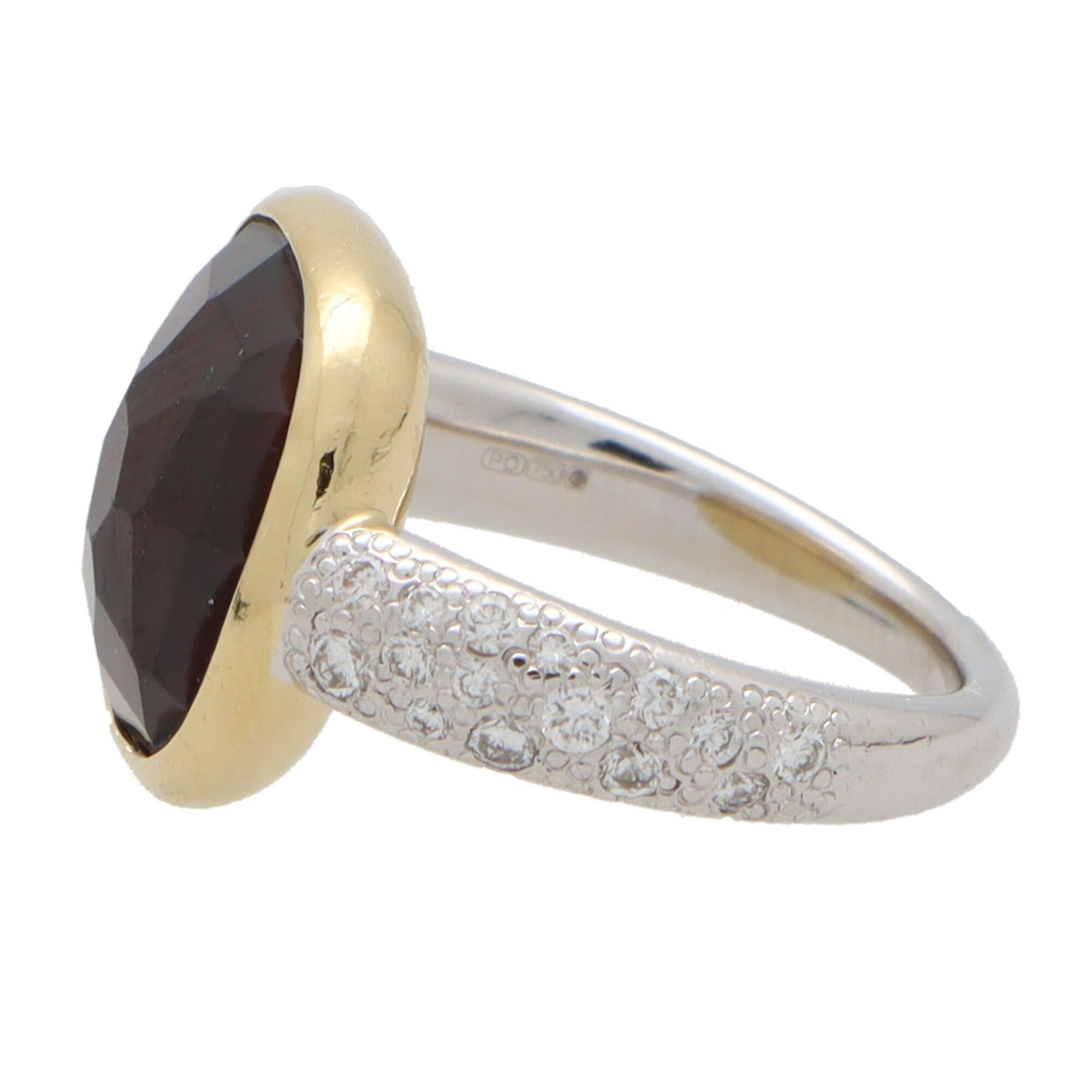 Modern Vintage Pomellato 'Sherazade' Garnet and Diamond Ring in 18k Gold