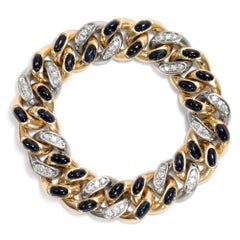 Pomellato Vintage circa 1981, 22 Ct Sapphire Diamond 18k Gold Tango Bracelet