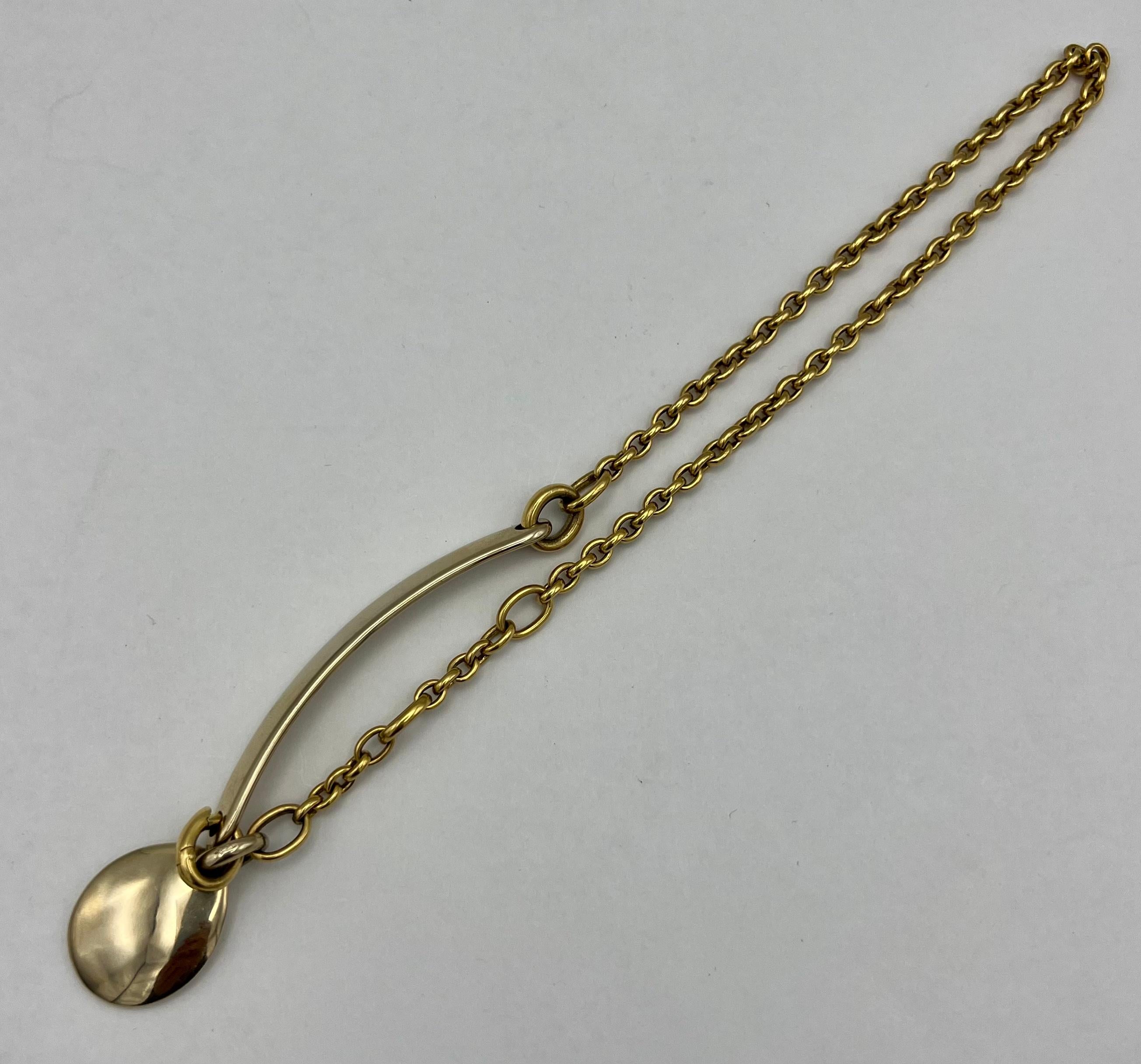 - The necklace is made out of 18K yellow gold
- Features oval links and drop pendant detail
- Hinged clip clasp closure

Hallmarks: Pomellato, 750
Total weight is 66.7 grams
Measurements: 13 inches long