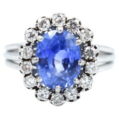 Vintage Platinium ring Ceylon Sapphire 3.46 unheated