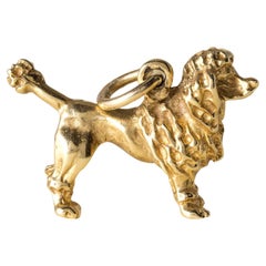 Vintage Poodle Dog Pendant Charm 18K Yellow Gold