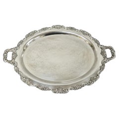 Vintage Poole 400 Lancaster Rose Oval Silver Plated Bar Serving Platter Tray