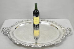 Vintage Poole 400 Lancaster Rose Silver Plated Bar Serving Platter Tray on Feet