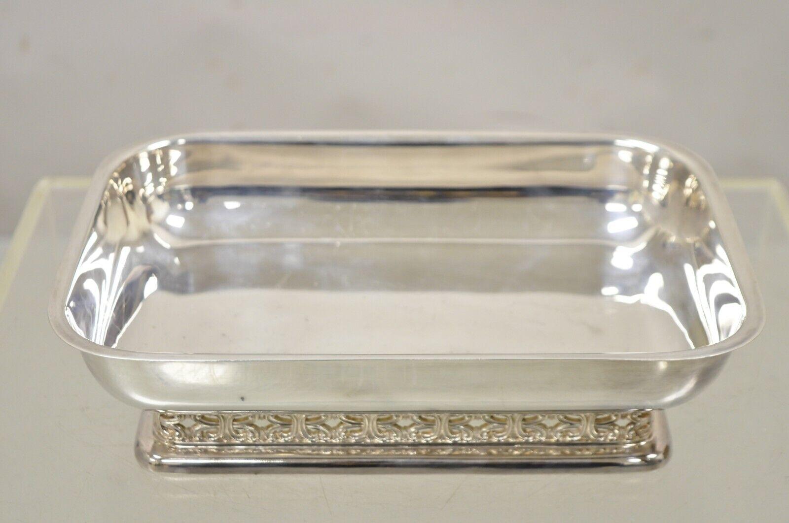 Vintage Poole 802 Silver Plate Reticulated Celtic Design Serving Dish Platter For Sale 7