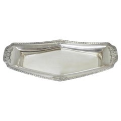 Bandeja vintage Poole 8093 de estilo victoriano, plateada, estrecha y con forma de barco