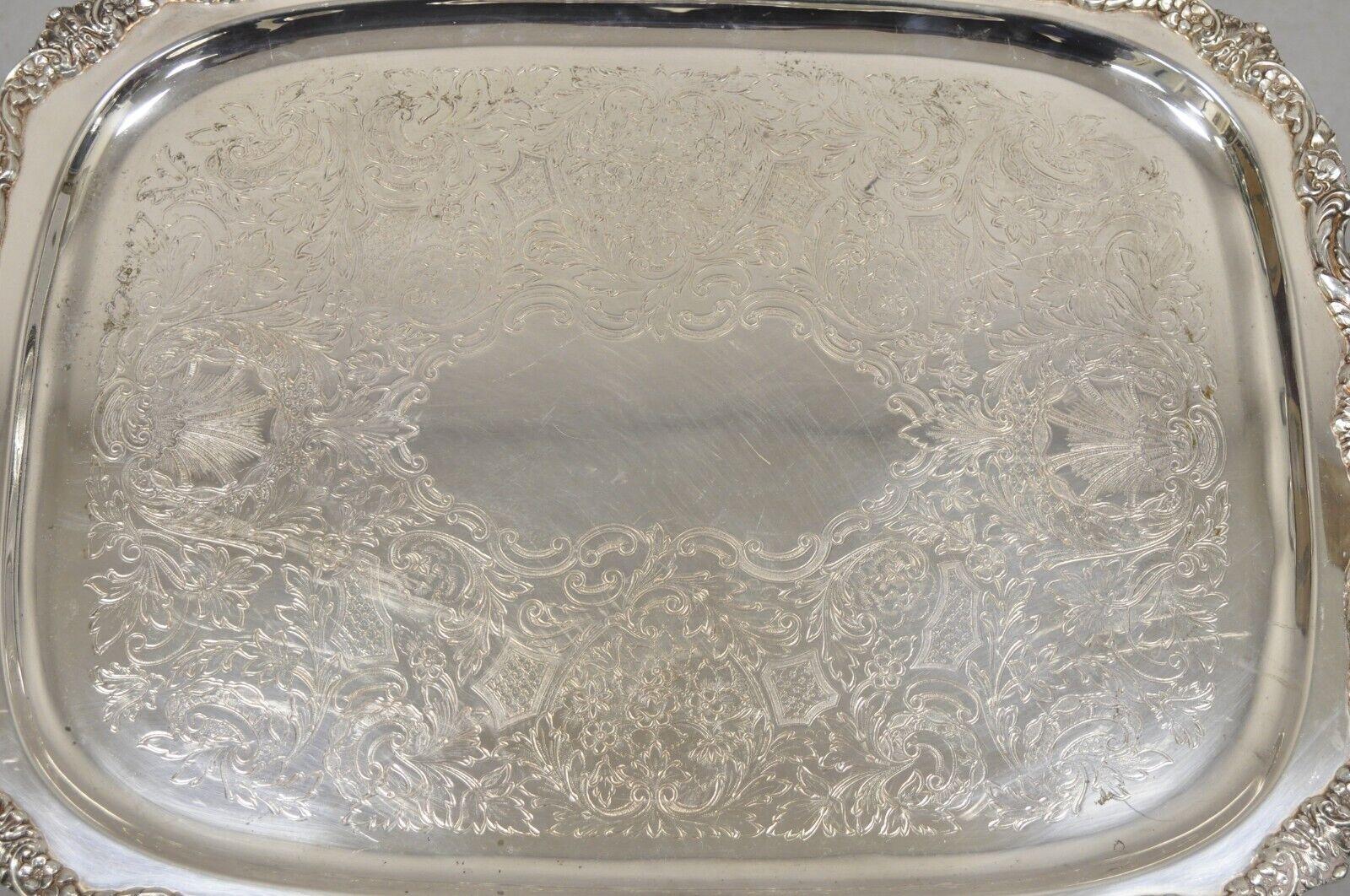 Victorian Vintage Poole EPCA Sevenoaks 650 Large Heavy Silver Plated Tray For Sale