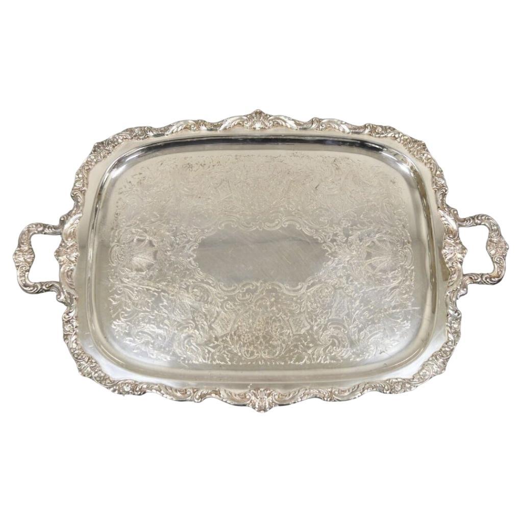 Vintage Poole EPCA Sevenoaks 650 Large Heavy Silver Plated Tray For Sale