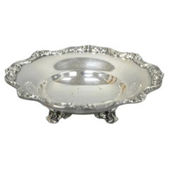 Petit bol à noix vintage Poole « Old English » 5005, plaqué argent, sur pied