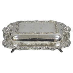 Vintage Poole Plato cubierto plateado inglés antiguo Plato para servir verduras