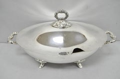 Vintage Poole Regency Style Footed Silver Plated Lidded Soup Tureen Serving Bowl