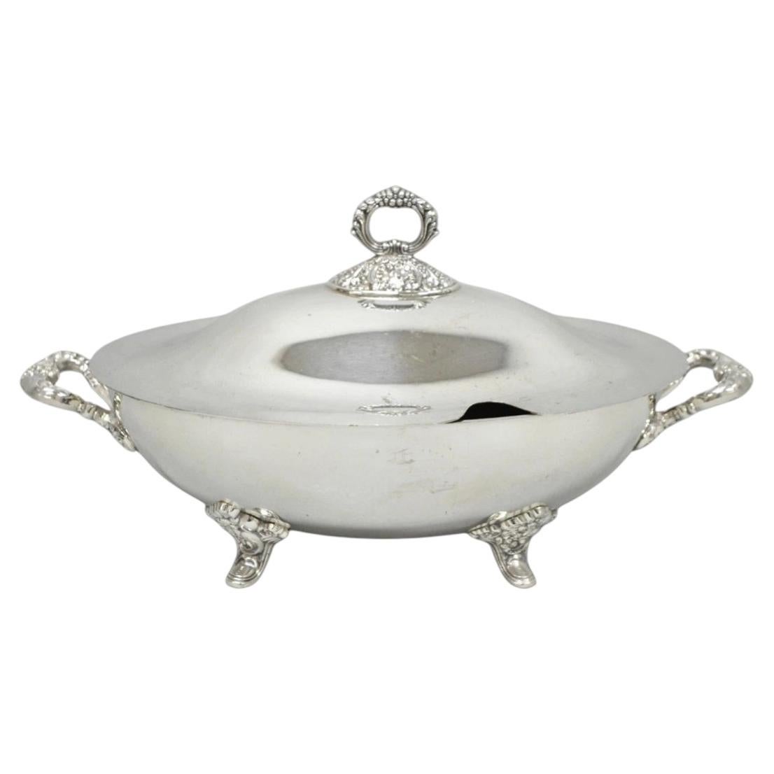 Vintage Poole Regency Style Footed Silver Plated Lidded Soup Tureen Servierschüssel