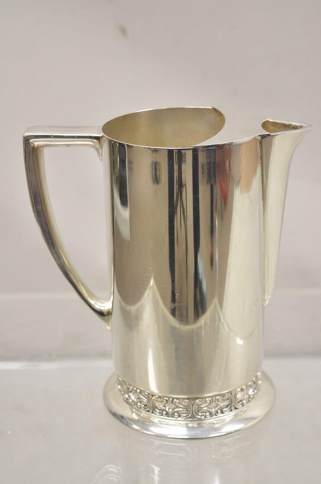 Vintage Poole Silver Co Celtic Fretwork Silver Plated Art Deco Water Pitcher 7