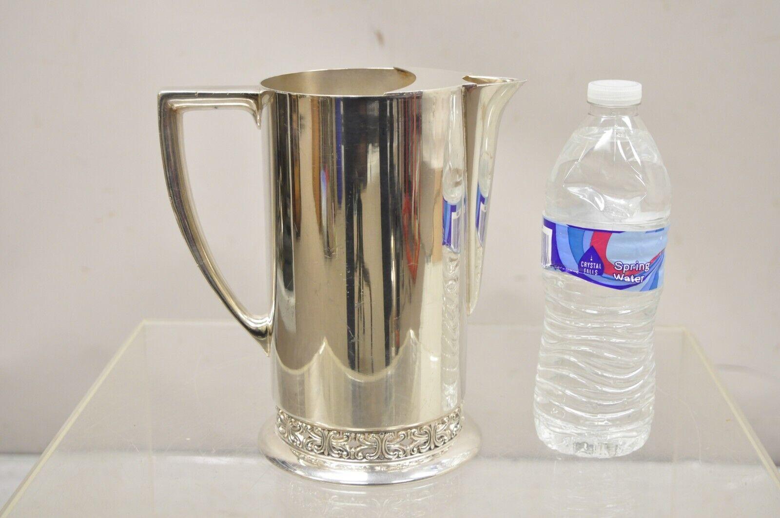 Vintage Poole Silver Co Celtic Fretwork Silver Plated Art Deco Water Pitcher 8