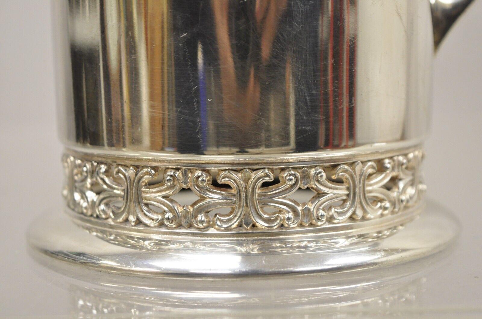 Vintage Poole Silver Co Celtic Fretwork Silver Plated Art Deco Water Pitcher In Good Condition In Philadelphia, PA