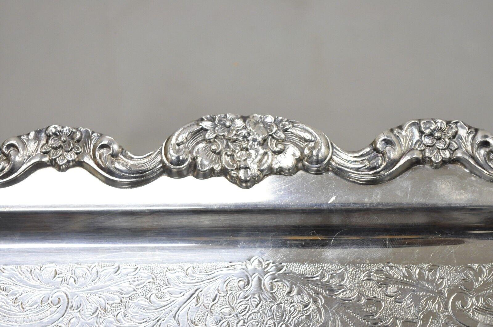 20th Century Vintage Poole Silver Co Fancy Twin Handle Silver Plated Narrow Platter Tray