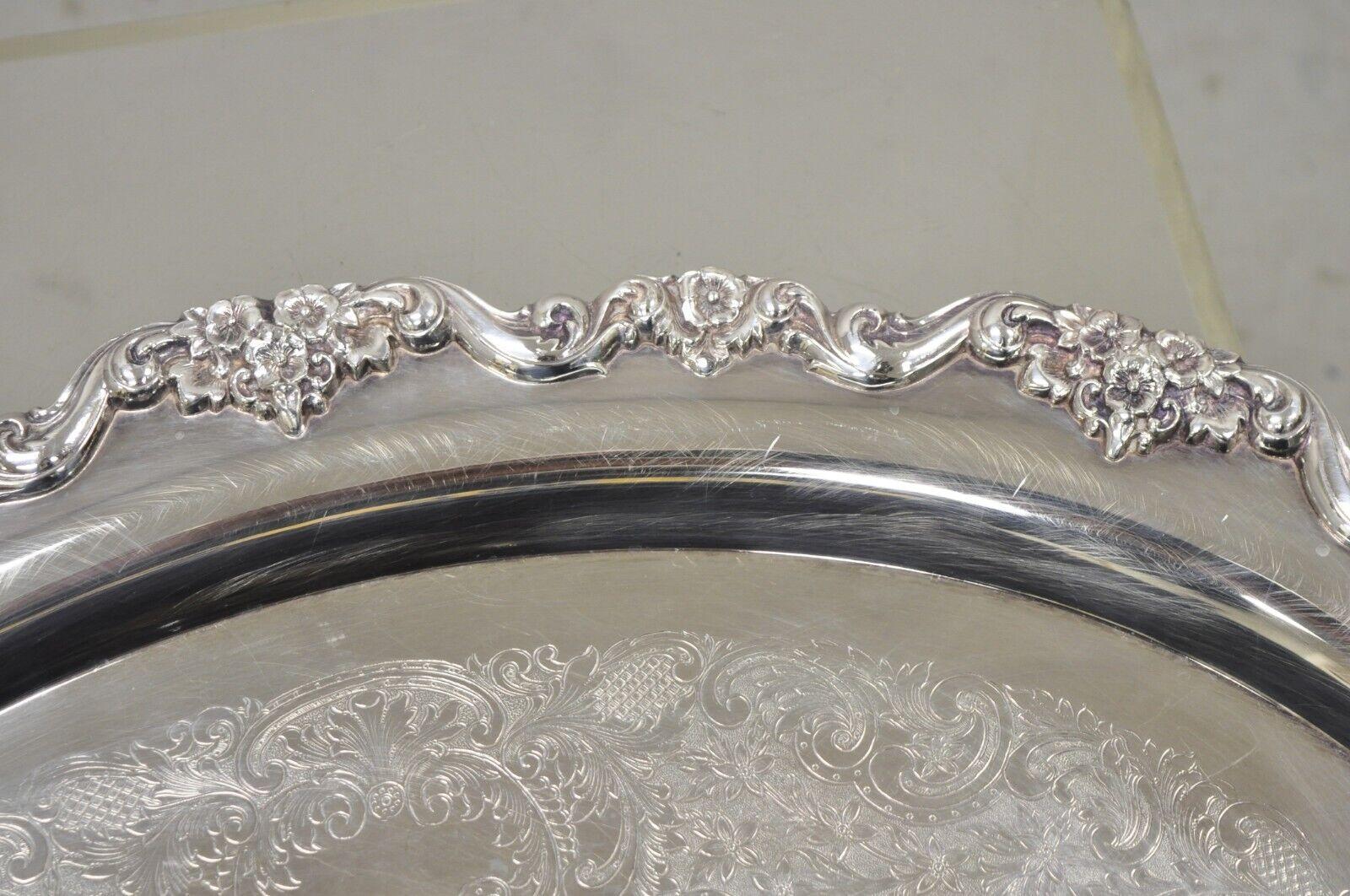 Vintage Poole Silver Co Lancaster Rose Victorian Style Serving Platter Tray For Sale 3