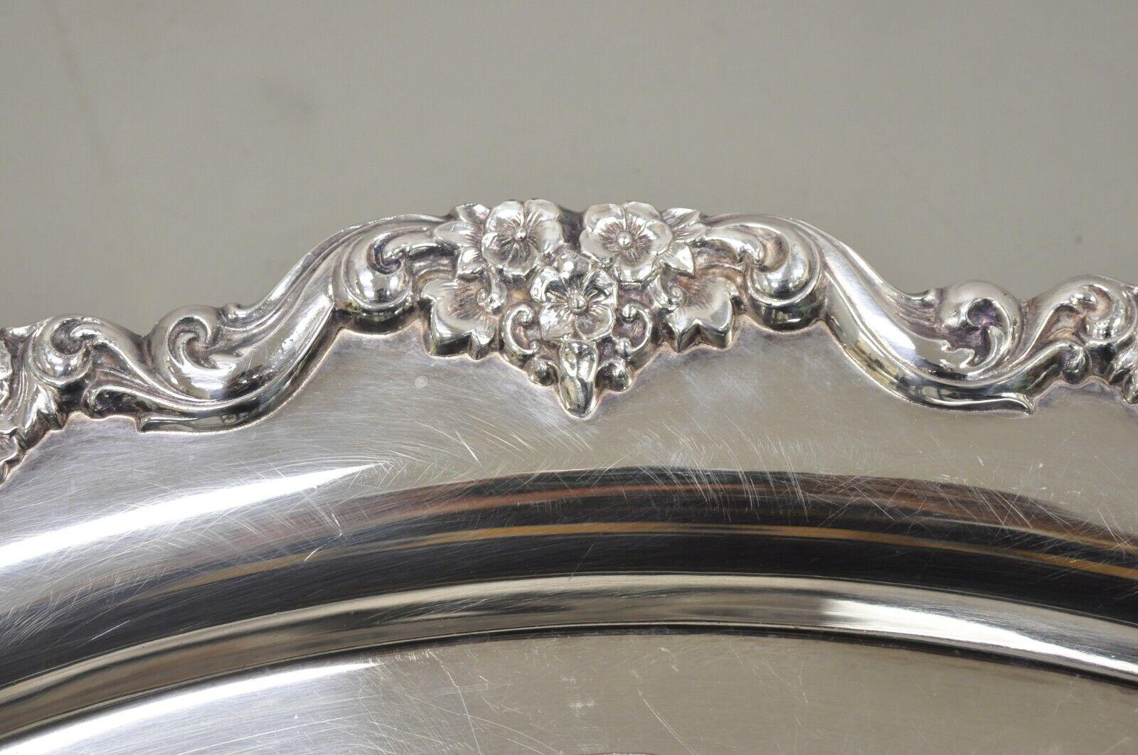 20th Century Vintage Poole Silver Co Lancaster Rose Victorian Style Serving Platter Tray For Sale