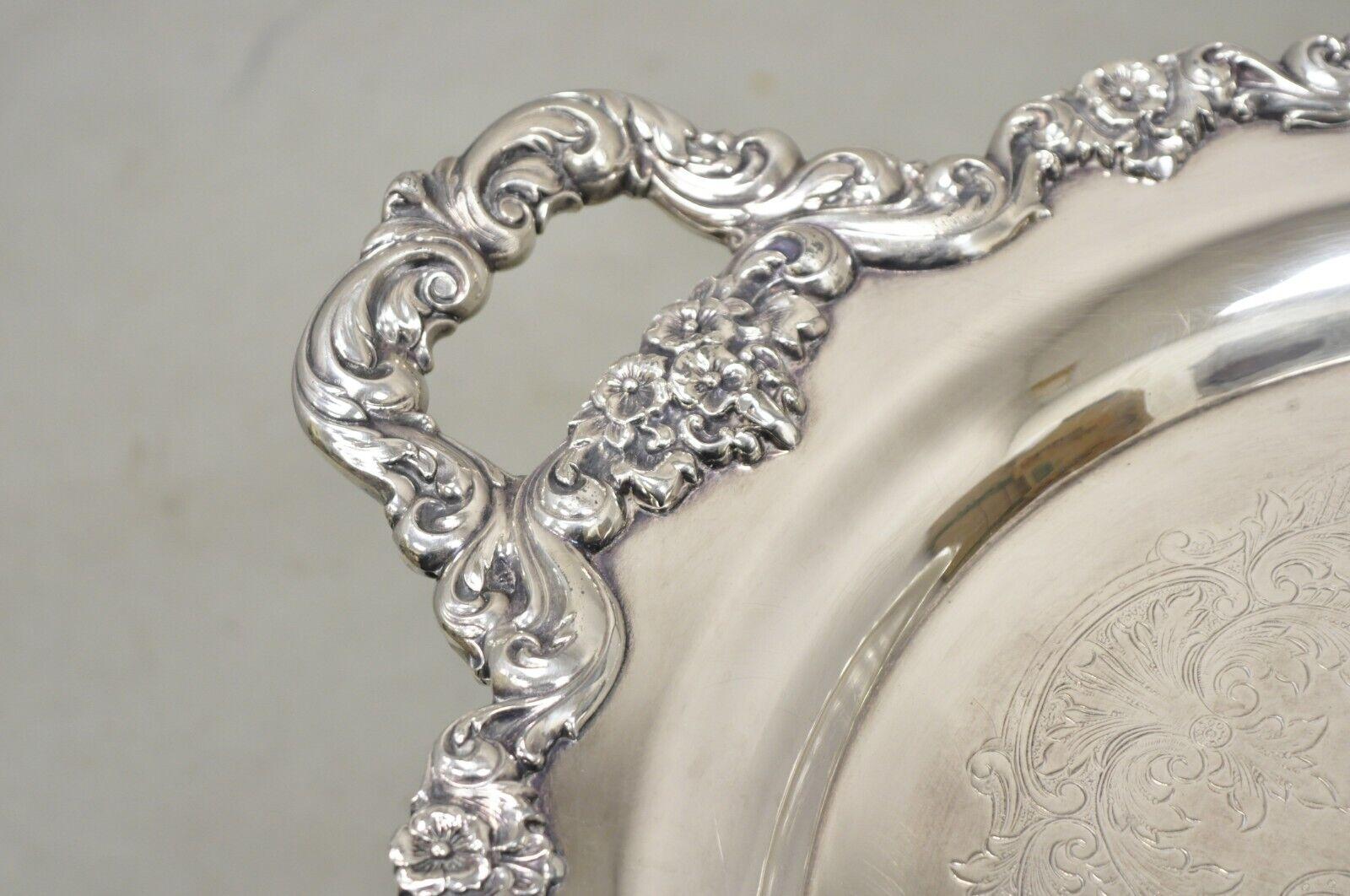 Vintage Poole Silver Co Lancaster Rose Victorian Style Serving Platter Tray For Sale 1