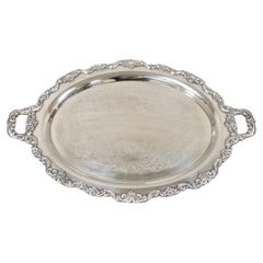 Bandeja de servir estilo victoriano Vintage Poole Silver Co Lancaster Rose