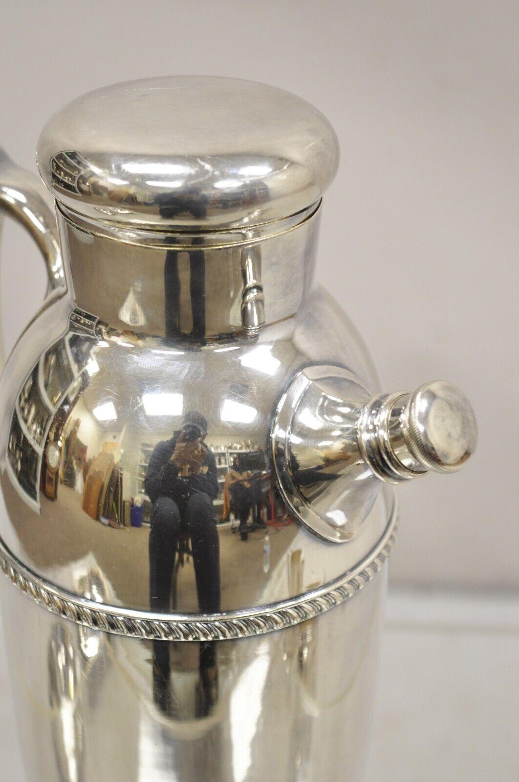 20th Century Vintage Poole Silver Co Silver Plated Cocktail Martini Shaker Pitcher