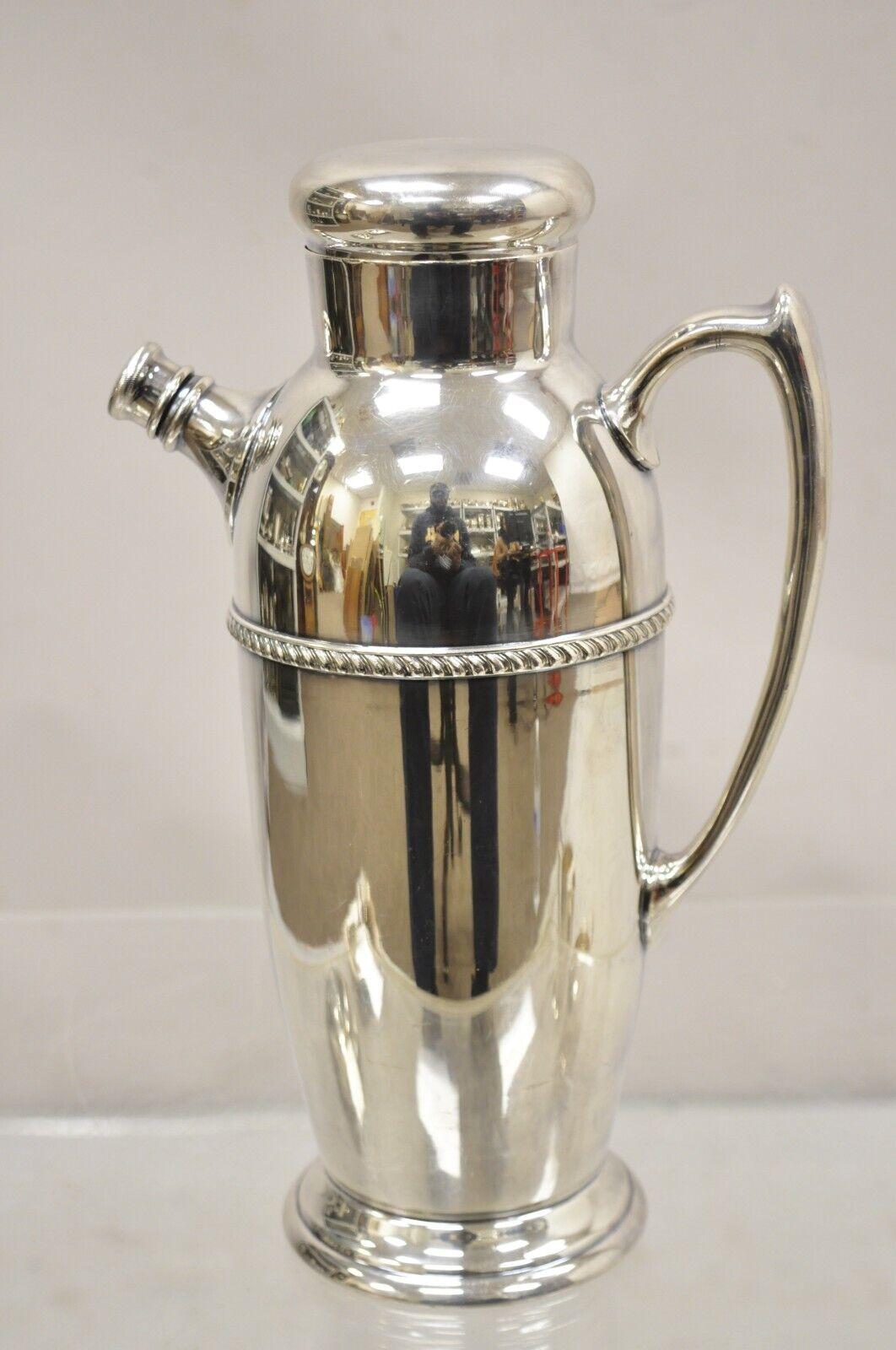 Vintage Poole Silver Co Silver Plated Cocktail Martini Shaker Pitcher For Sale 4
