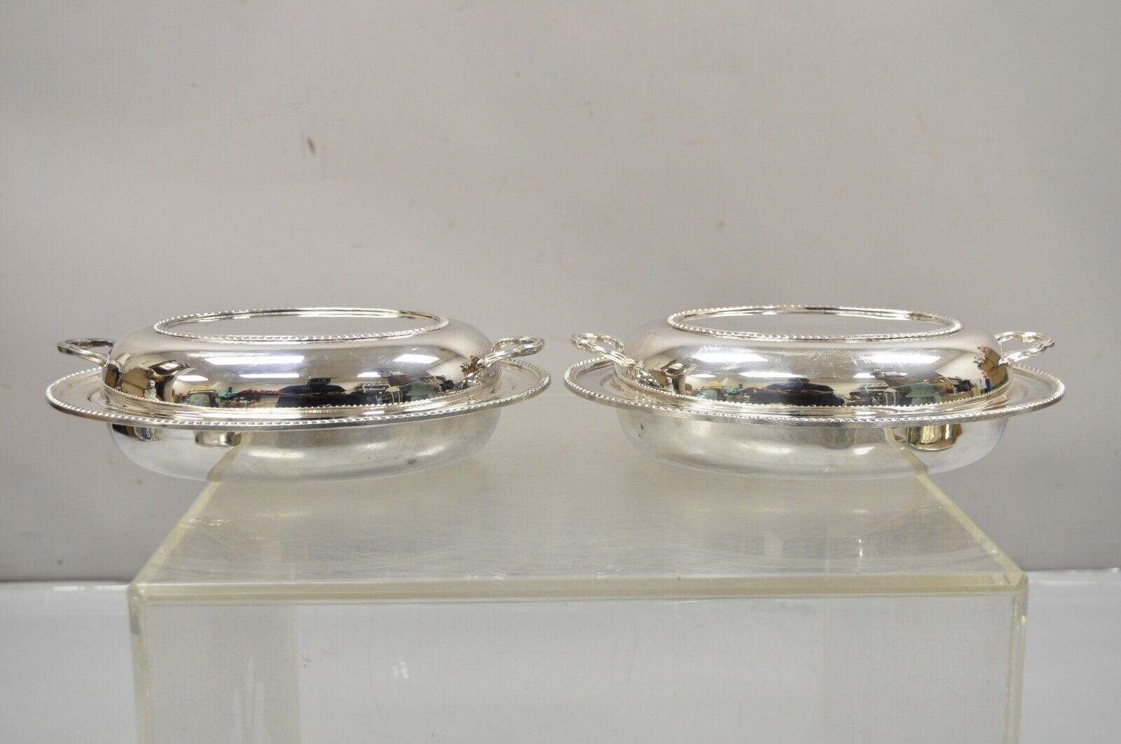 Victorian Vintage Poole Silver Co Silver Plated Lidded Serving Platter Dish - a Pair For Sale