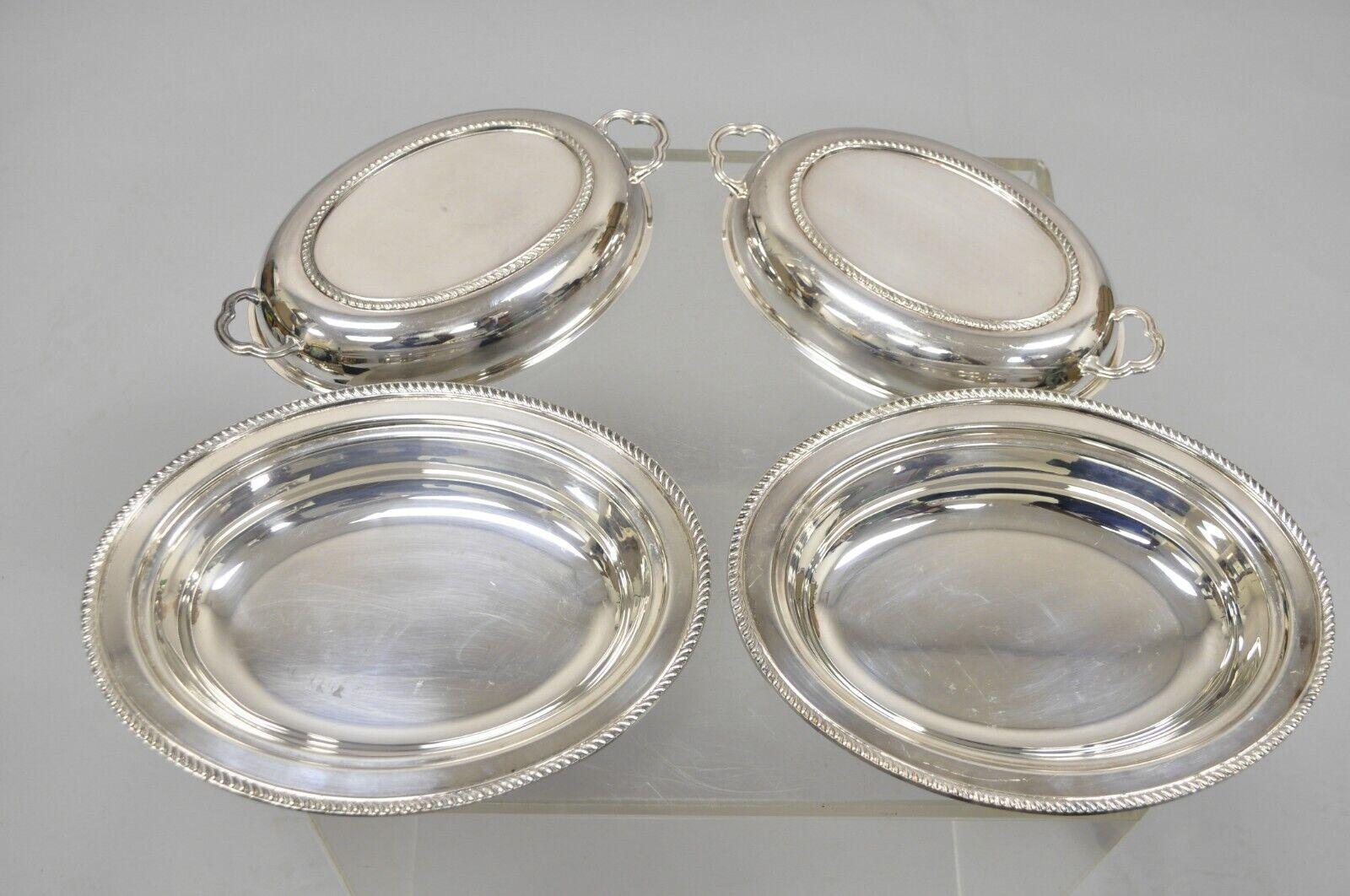 Vintage Poole Silver Co Silver Plated Lidded Serving Platter Dish - a Pair For Sale 2