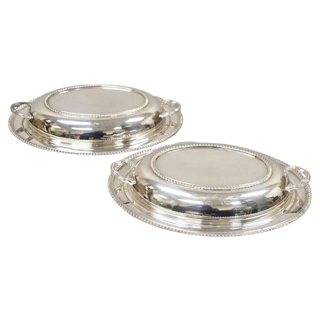 Vintage Poole Silver Co. Piatto da portata con coperchio placcato in argento - una coppia