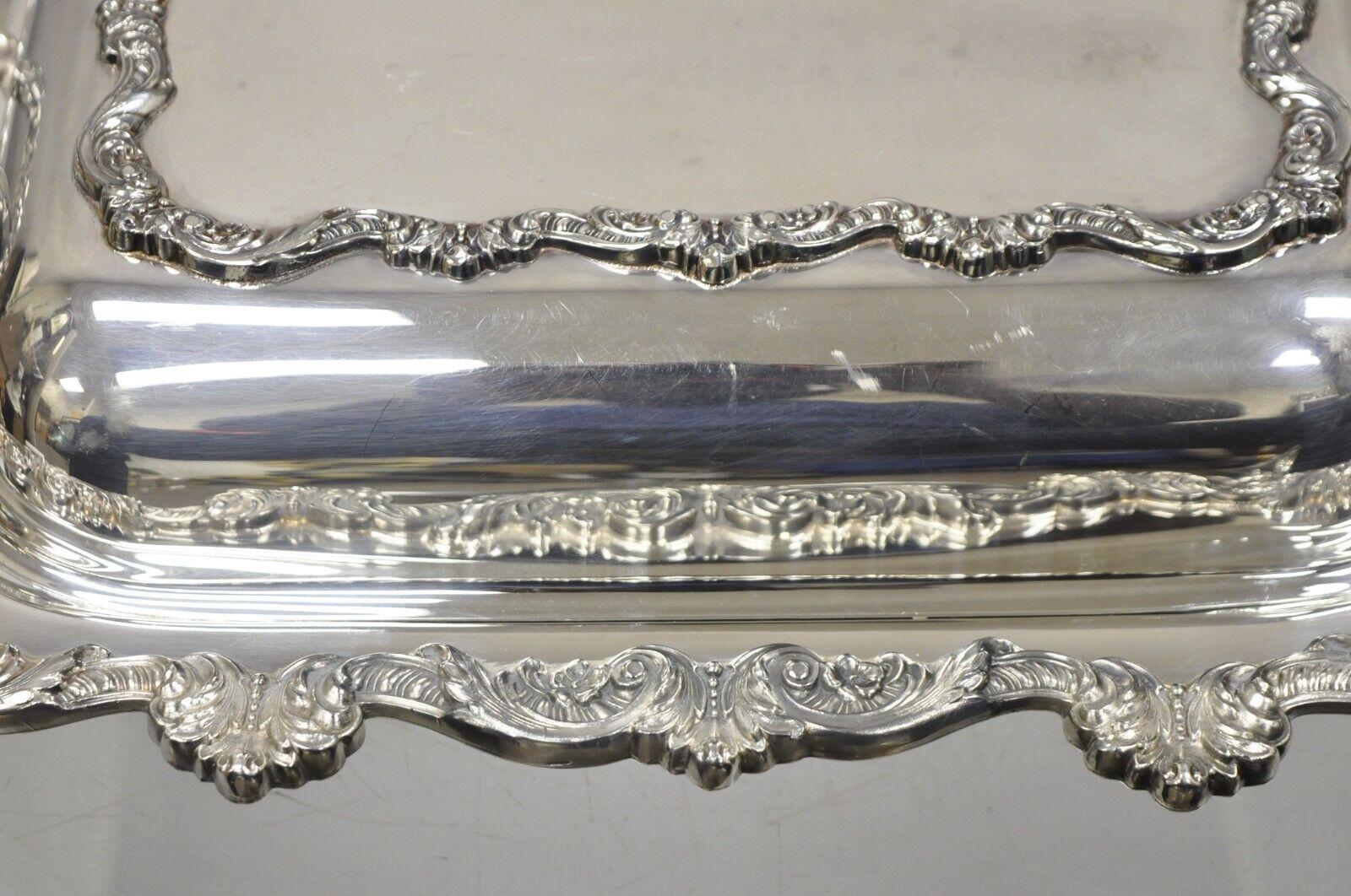 Vintage Poole Silver Co Victorian Silver Plated Serving Platter w/ Wooden Handle For Sale 6