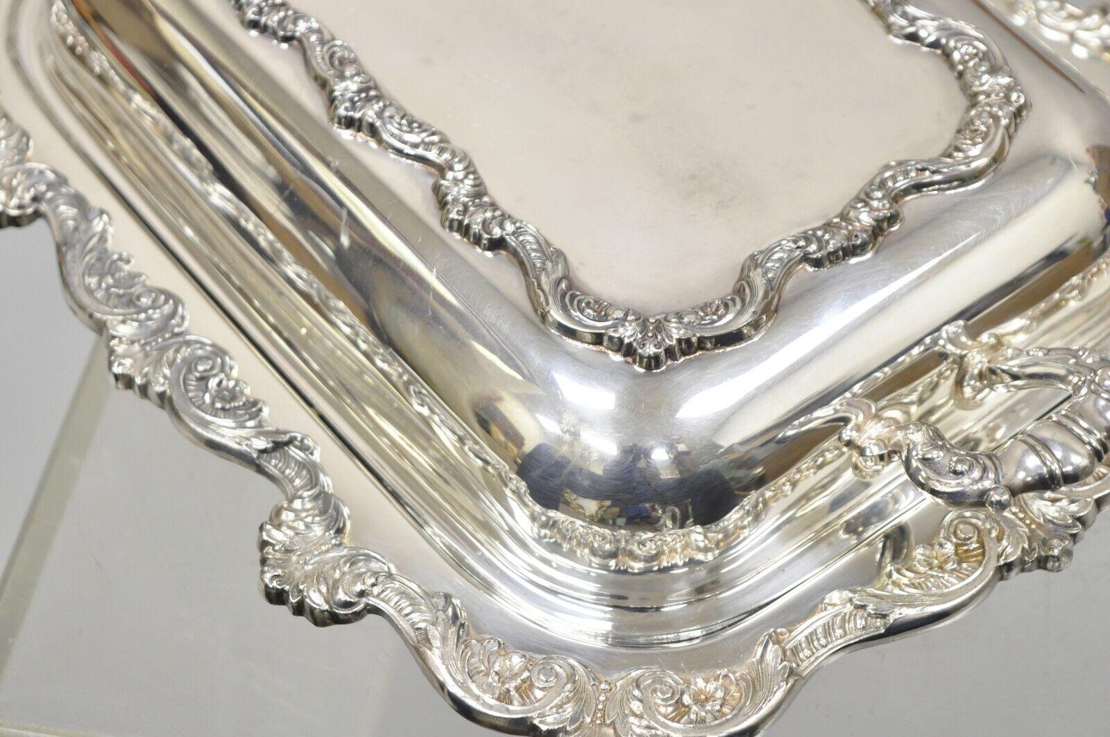 Vintage Poole Silver Co Victorian Silver Plated Serving Platter w/ Wooden Handle For Sale 7