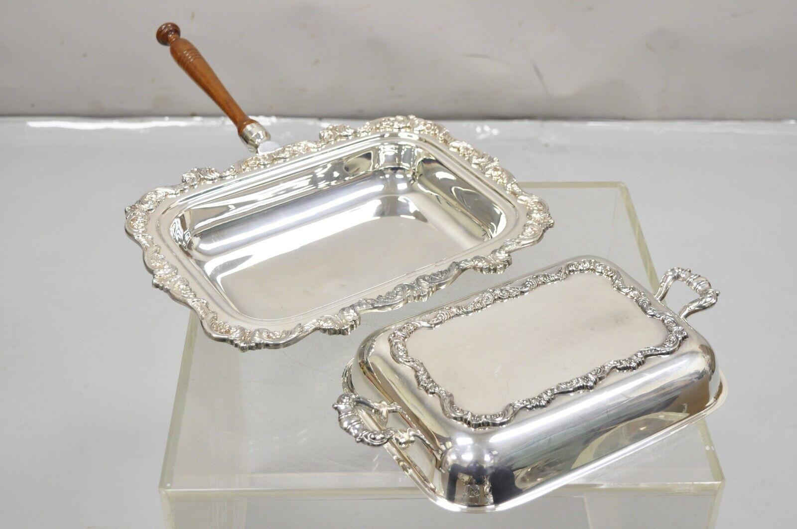 Viktorianische versilberte Vintage-Servierplatte mit Holzgriff von Poole Silver Co im Angebot 3