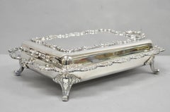 Vintage Poole Silver Plated Footed Covered Vegetable Serving Dish Platter w/ Lid