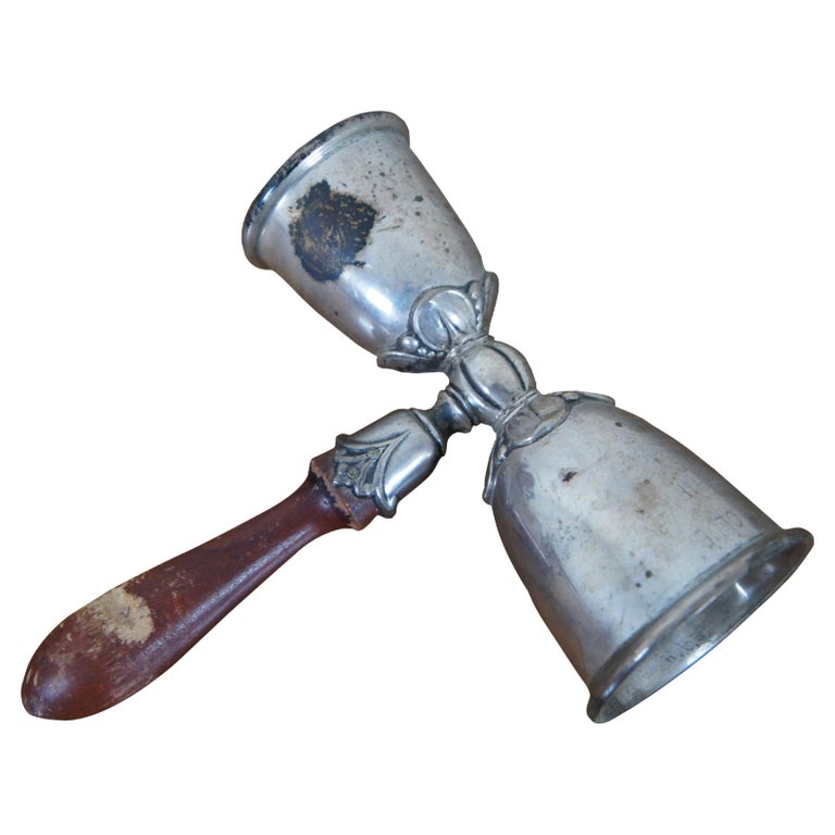 Vintage Poole Sterling Silver Double Cocktail Golf Jigger 1oz 2oz Wood