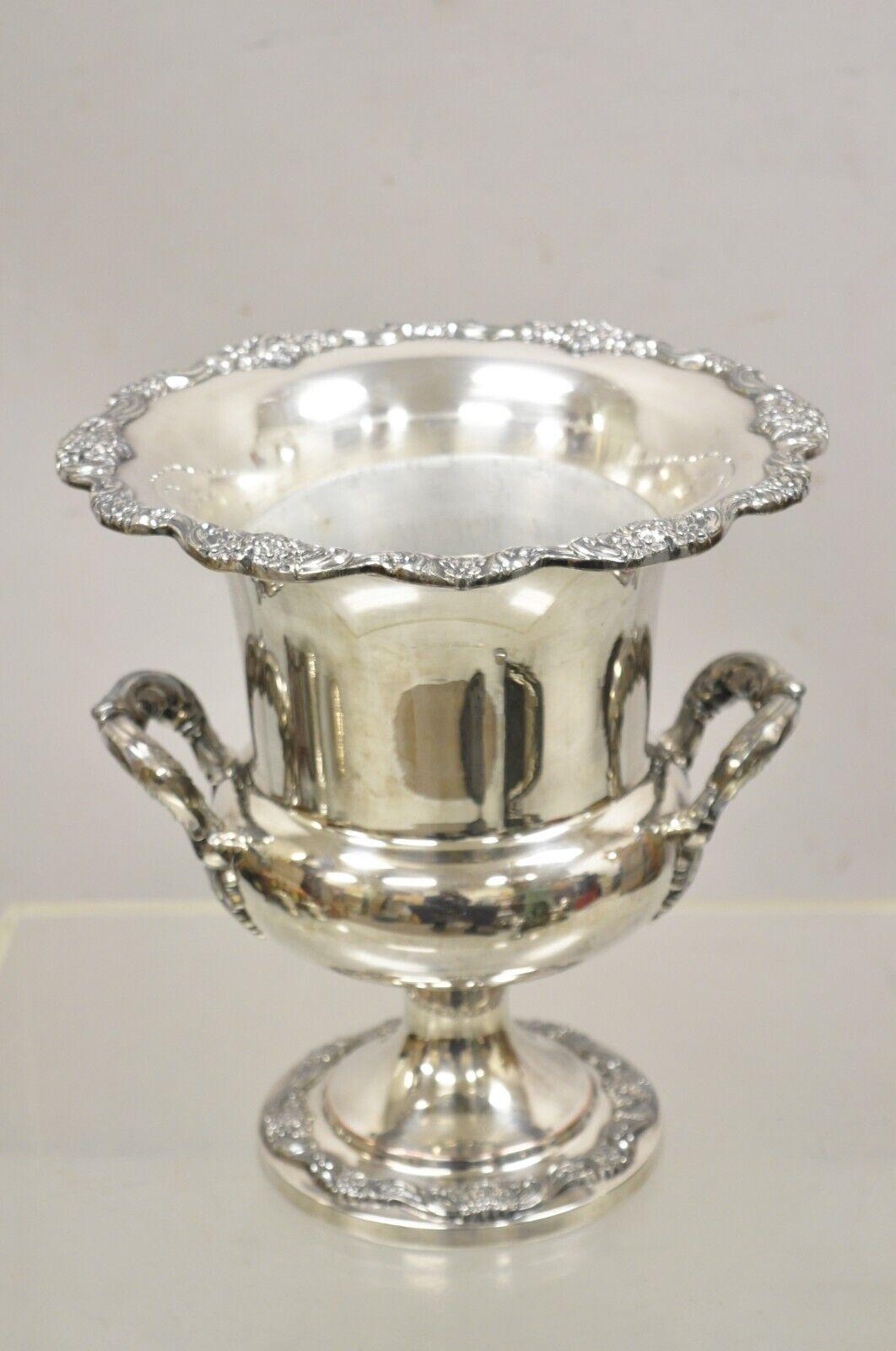 Vintage Poole Victorian Silver Plate Champagne Ice Bucket Wine Chiller w Liner 7