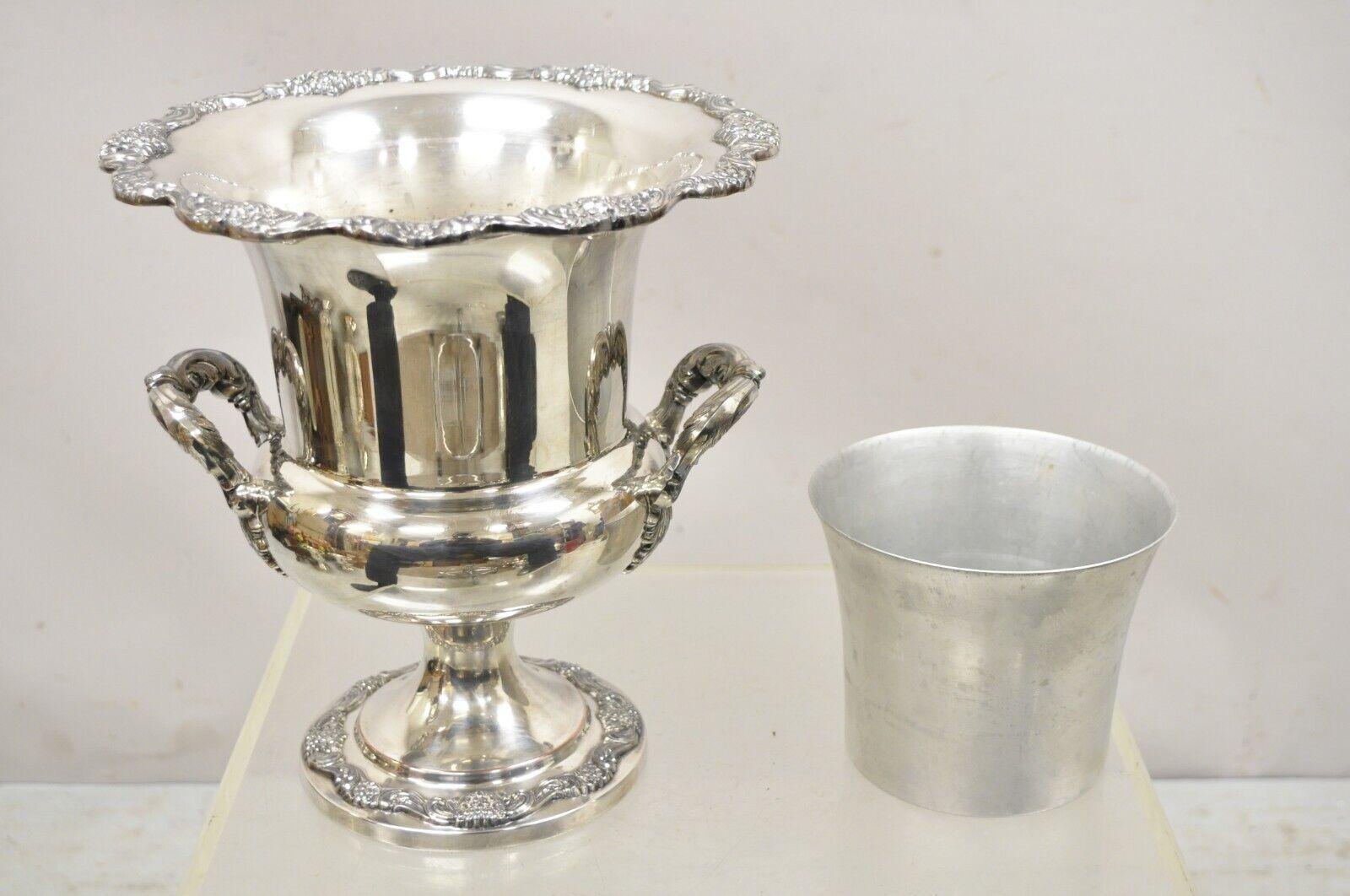 20th Century Vintage Poole Victorian Silver Plate Champagne Ice Bucket Wine Chiller w Liner