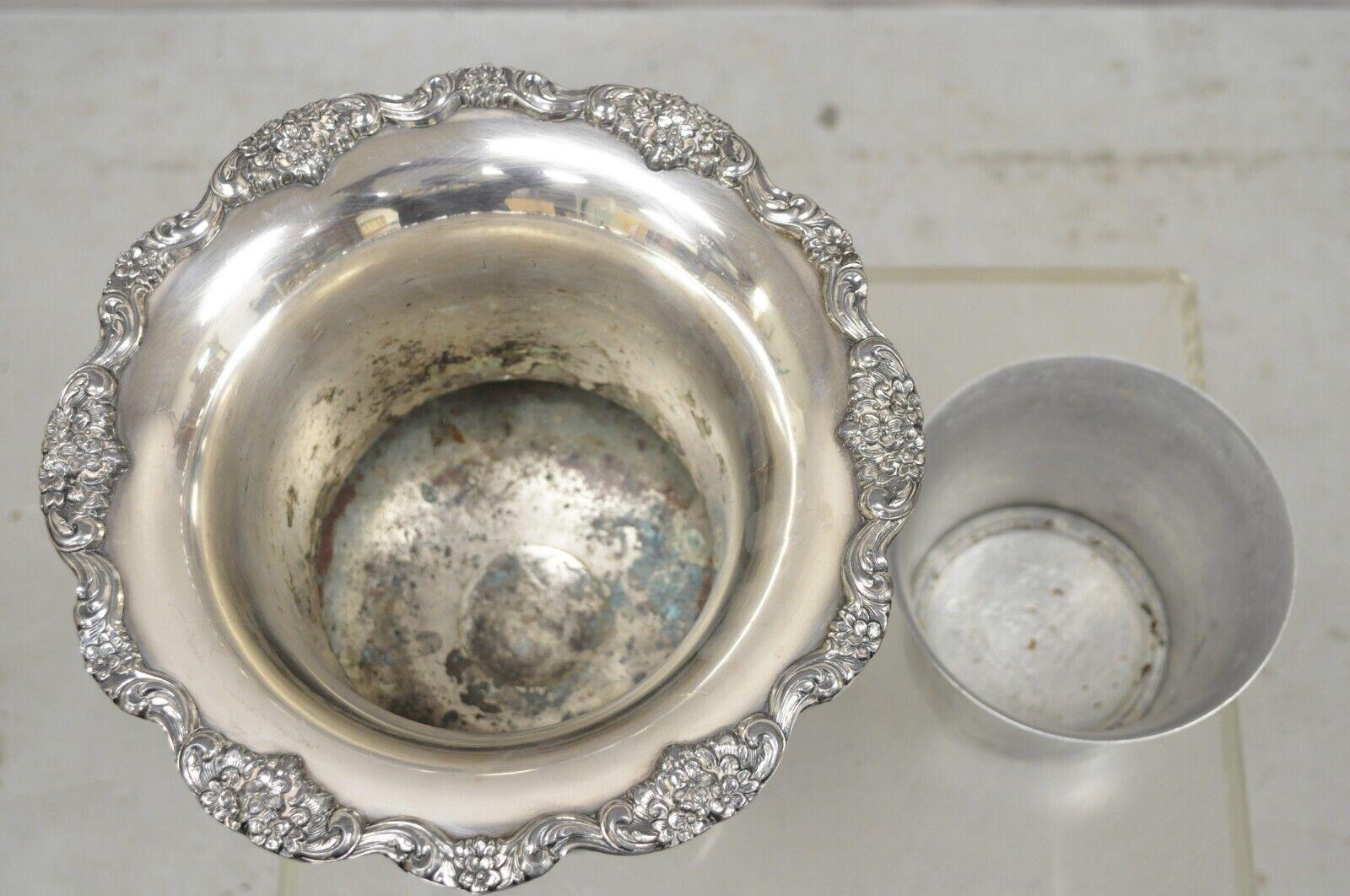 Vintage Poole Victorian Silver Plate Champagne Ice Bucket Wine Chiller w Liner 1