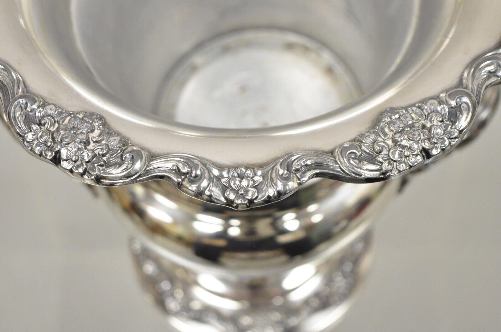 Vintage Poole Victorian Silver Plate Champagne Ice Bucket Wine Chiller w Liner 3