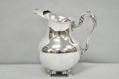 Vintage Poole Victorian Silver Plated Bulbous Footed Water Pitcher w/ Ice Lip