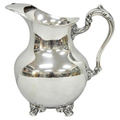 Vintage Poole Victorian Silver Plated Bulbous Footed Water Pitcher w/ Ice Lip