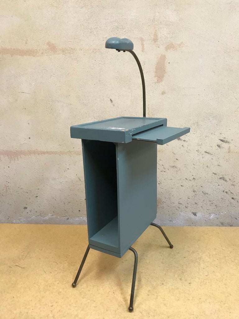 Vintage American 1950's Wooden Telephone Stand with Simple Atomic Legs